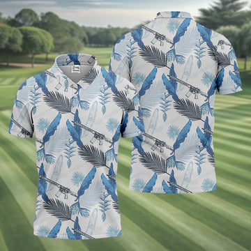 Blue Feather Golf Polo ShirtMens Golf Gift, Mens Tropical Shirts