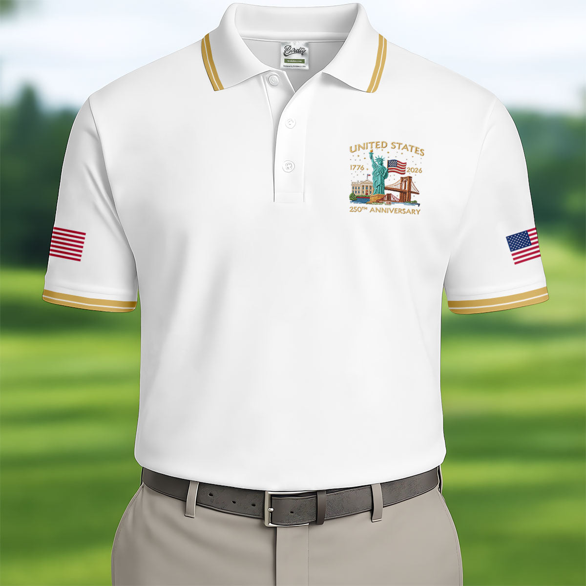 America 1776-2026 Patriotic Golf Polo ShirtS 250th Anniversary 4th Of July Golf Shirts For Men