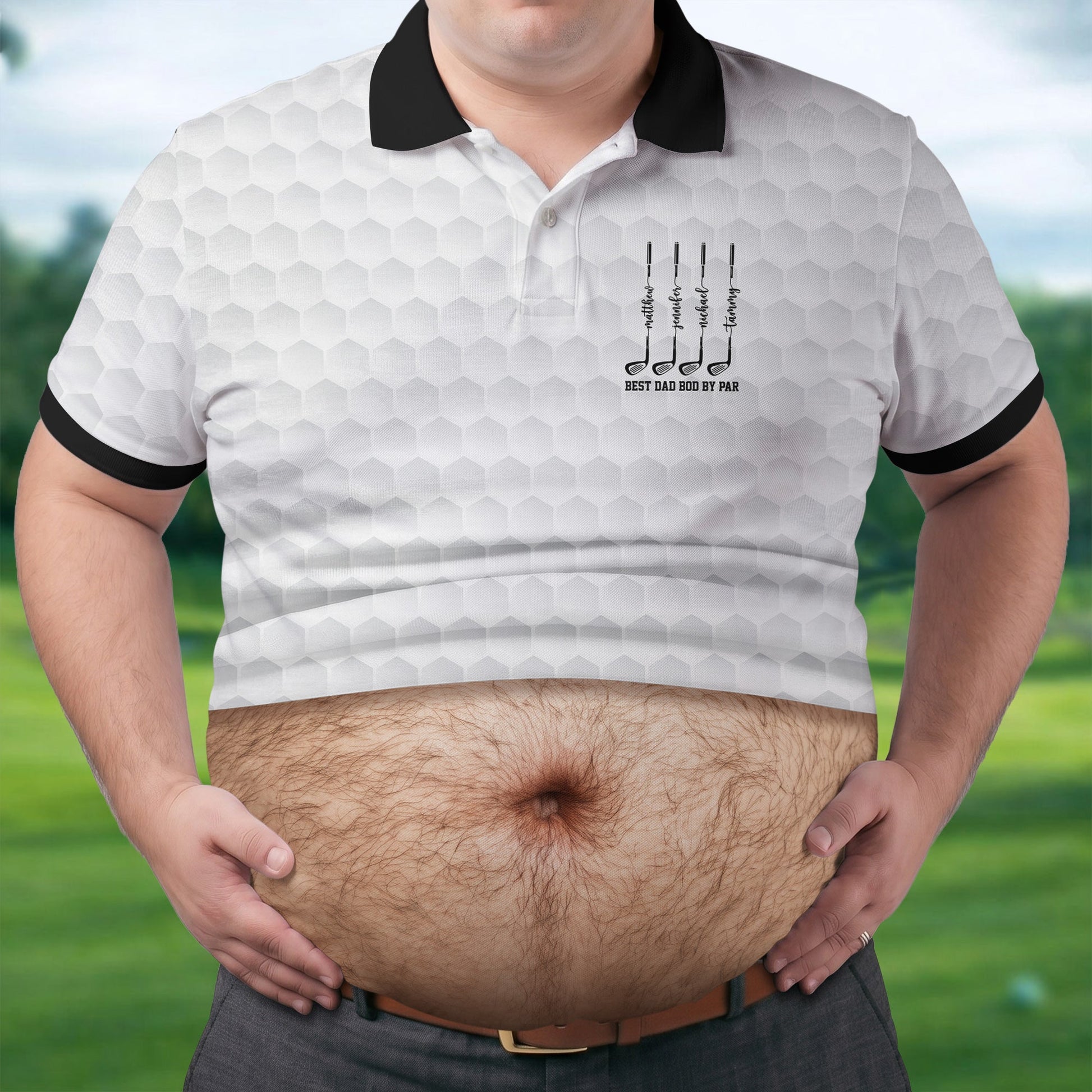 Best Dad Bod By Par White Men's Funny Golf Polo Shirtr's Day Golf Shirt, Golf Gift For Dad