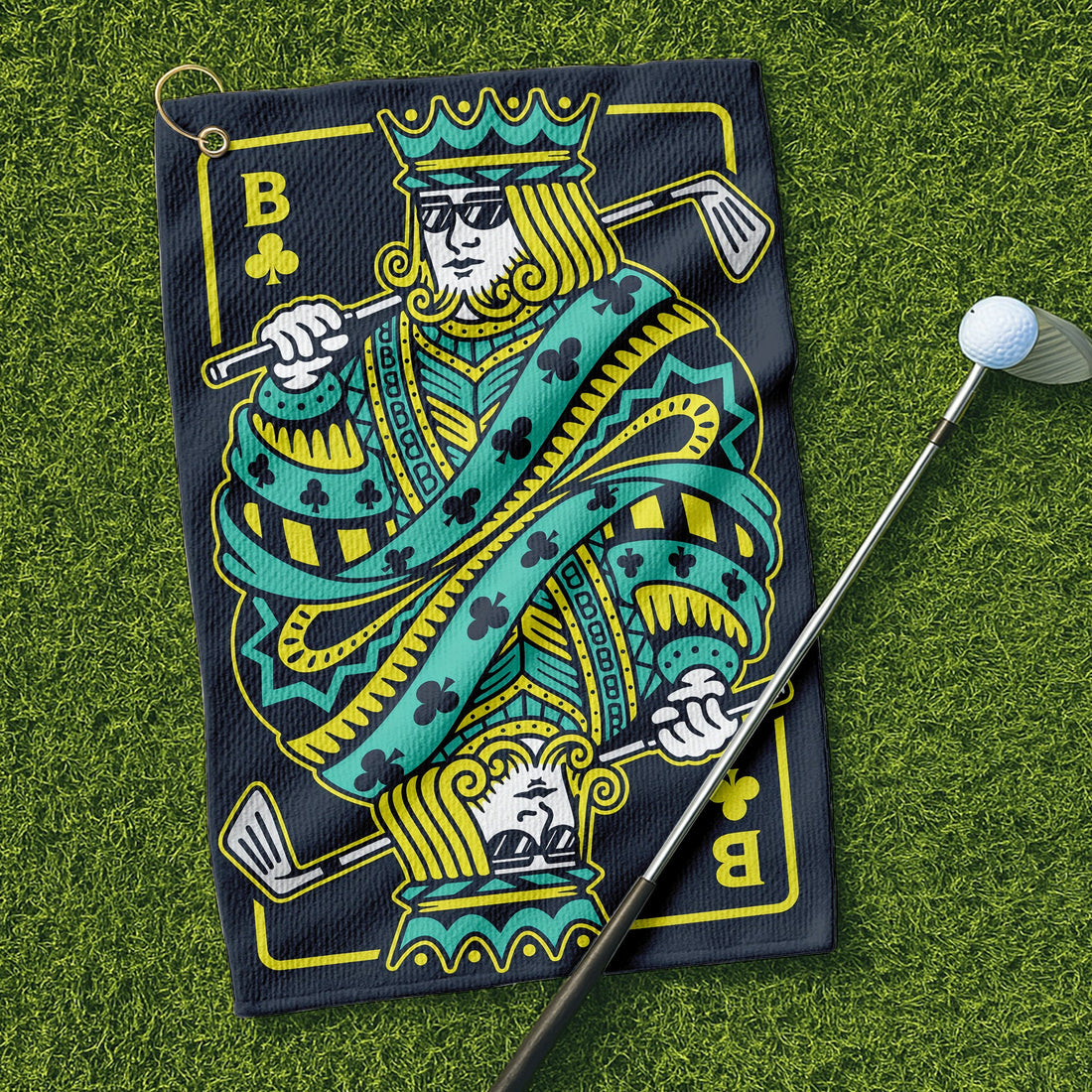 King Of Clubs Playing Card Golf Towel, Funny Golf Towel, Golf Accessories