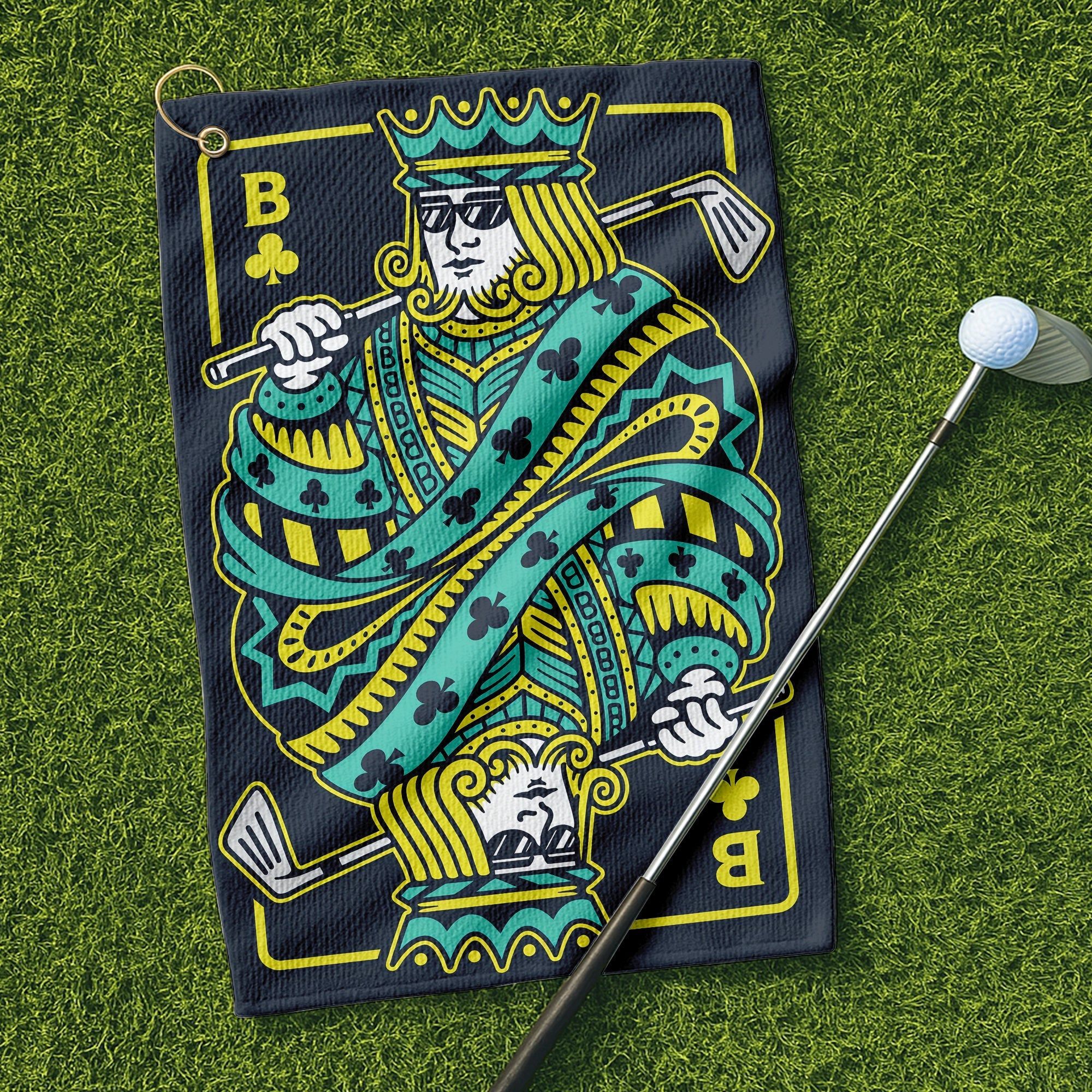 King Of Clubs Playing Card Golf Towel, Funny Golf Towel, Golf Accessories