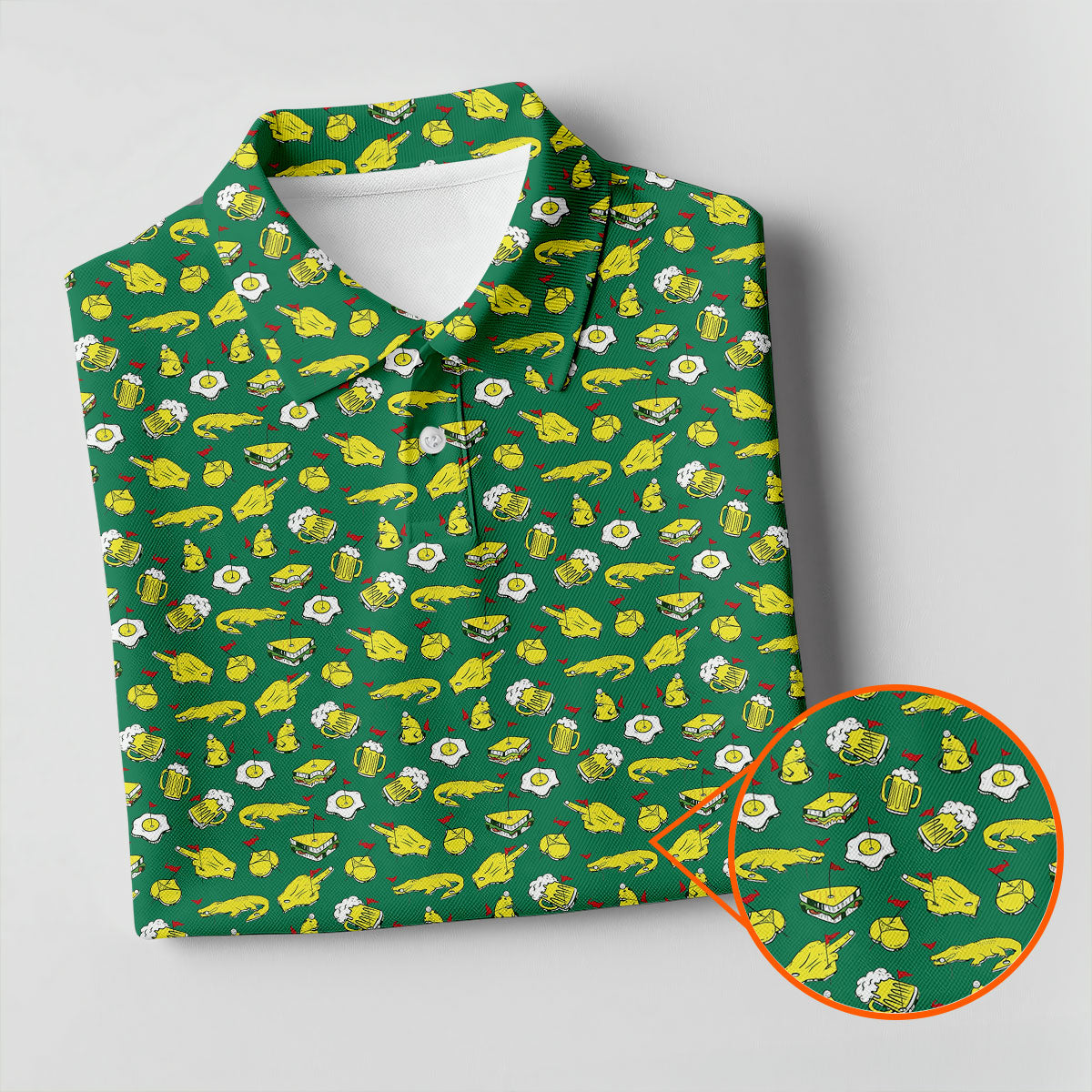 Fried Egg Sandwich Aligator Beer Golf Tournament Men's Funny Golf Shirts, Golf Shirts For Men, Polo ShirtFor Men