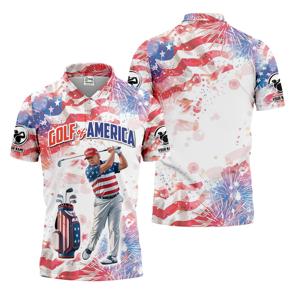 Golf Of America Men Golf Polo, Mens Patriotic Golf Shirts, Patriotic Golf Polo Shirt Golf Shirt For Men