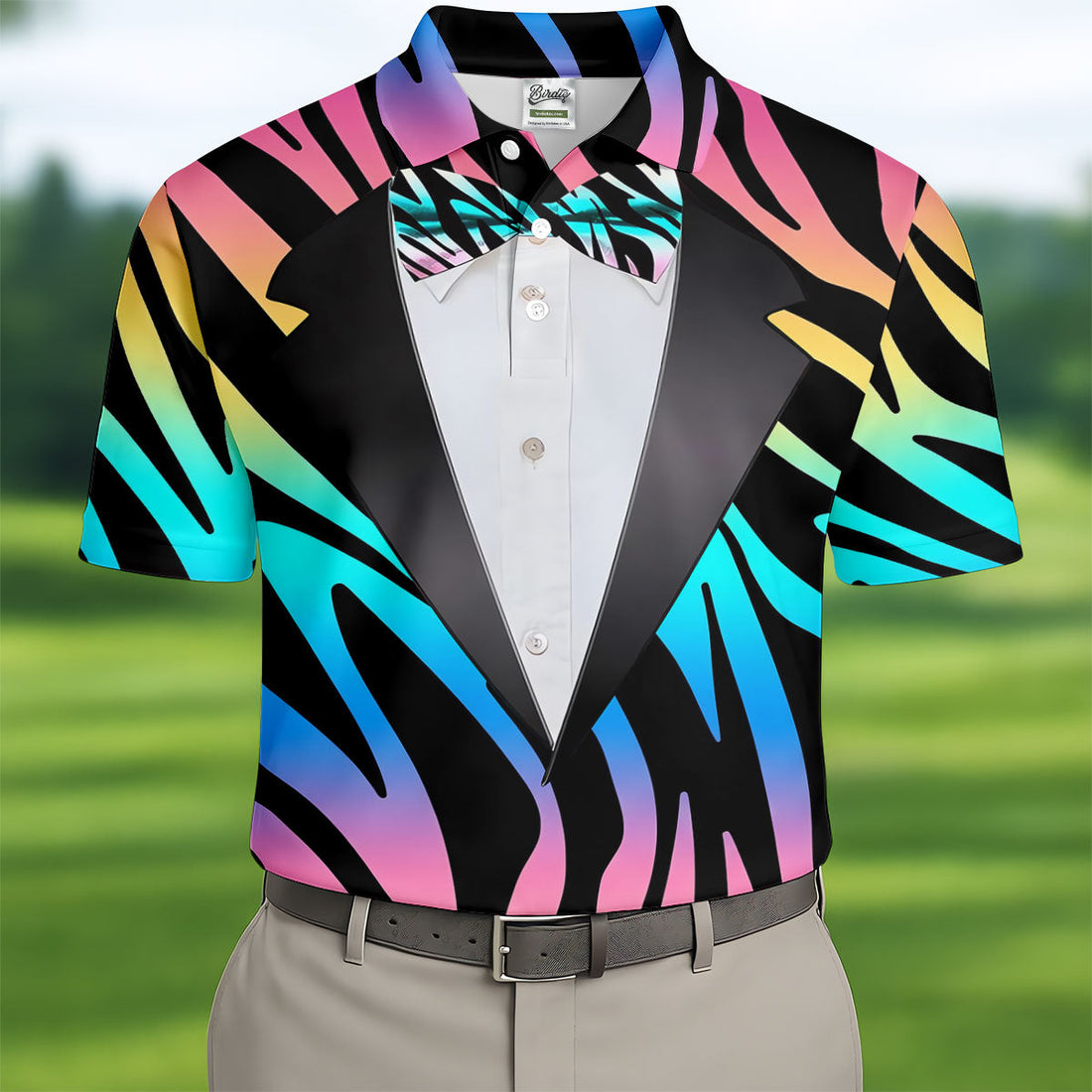 Colorful Zebra Funny Costume Hawaiian Golf Shirt, Polo Shirtor Men, Golf Shirts For Men