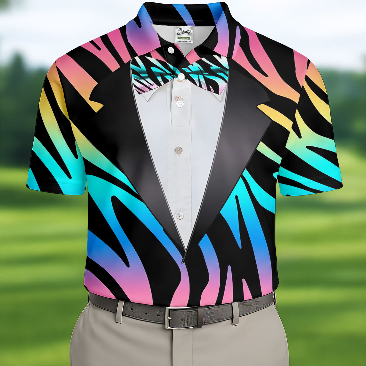 Colorful Zebra Funny Costume Hawaiian Golf Shirt, Polo Shirtor Men, Golf Shirts For Men