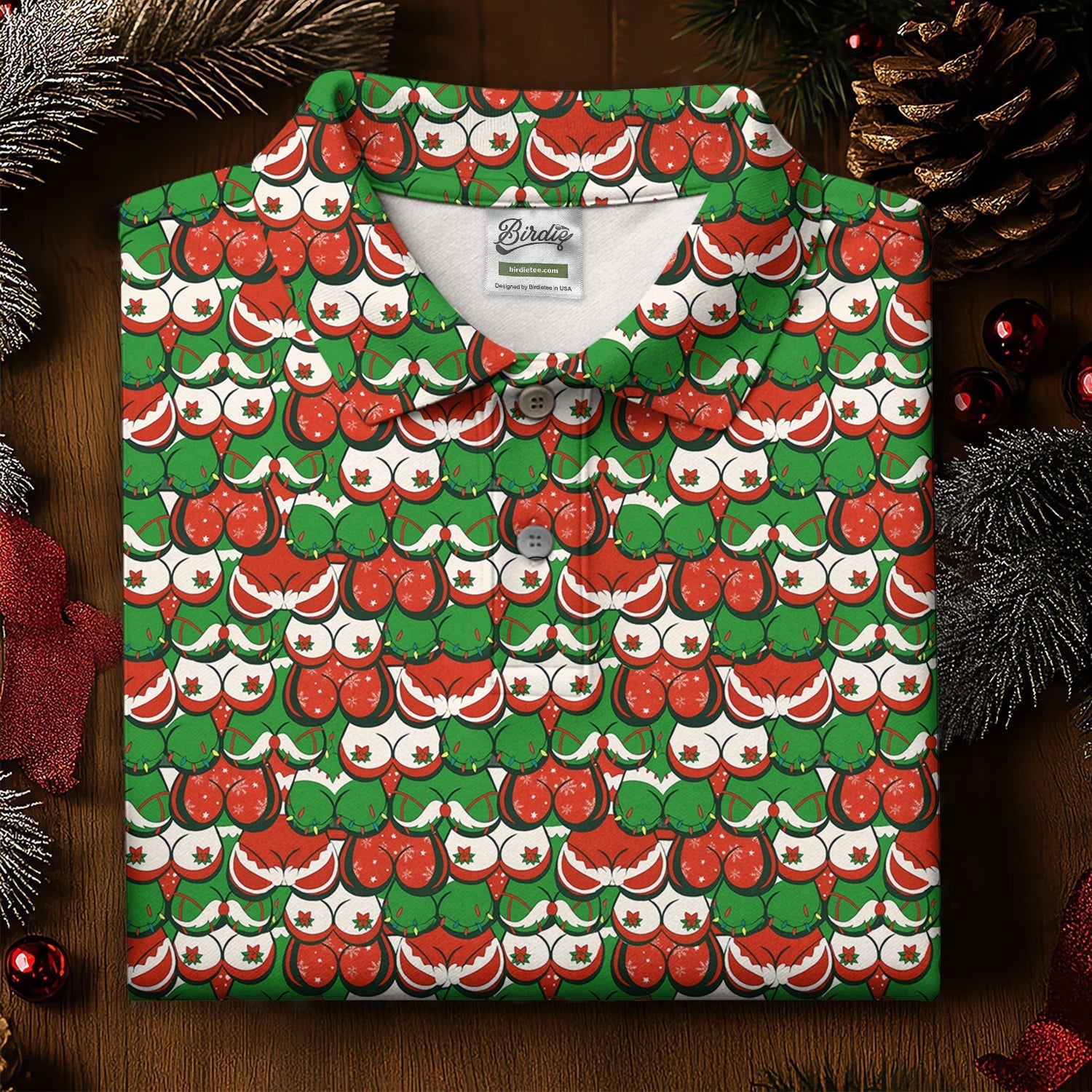 Funny Christmas Red And Green Men's Golf Polo Shirtristmas Golf Shirt, Cute Golf Outfit, Golf Gift For Men