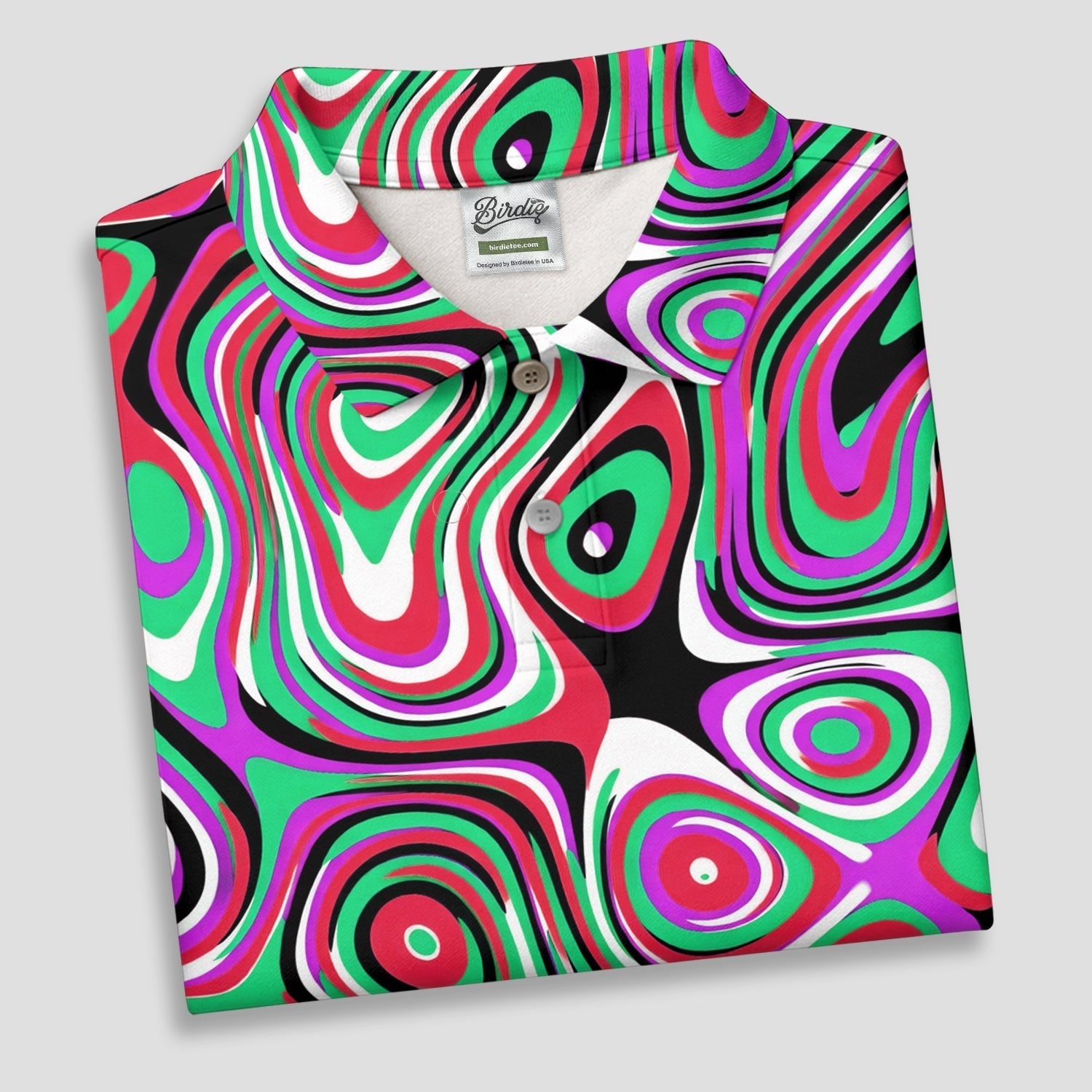 Pink And Green Fluid Art Cool Golf Shirt, Women's Golf Tops, Ladies Golf Shirts, Women's Polo Shirt