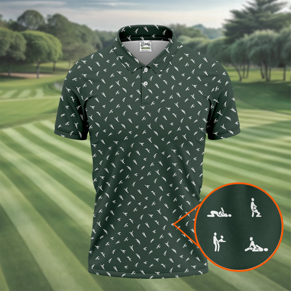 Naughty Position Dark Green Fun Golf Shirts For Men, Valentines Golf Gift, Polo ShirtFor Men, Golf Gift For Men