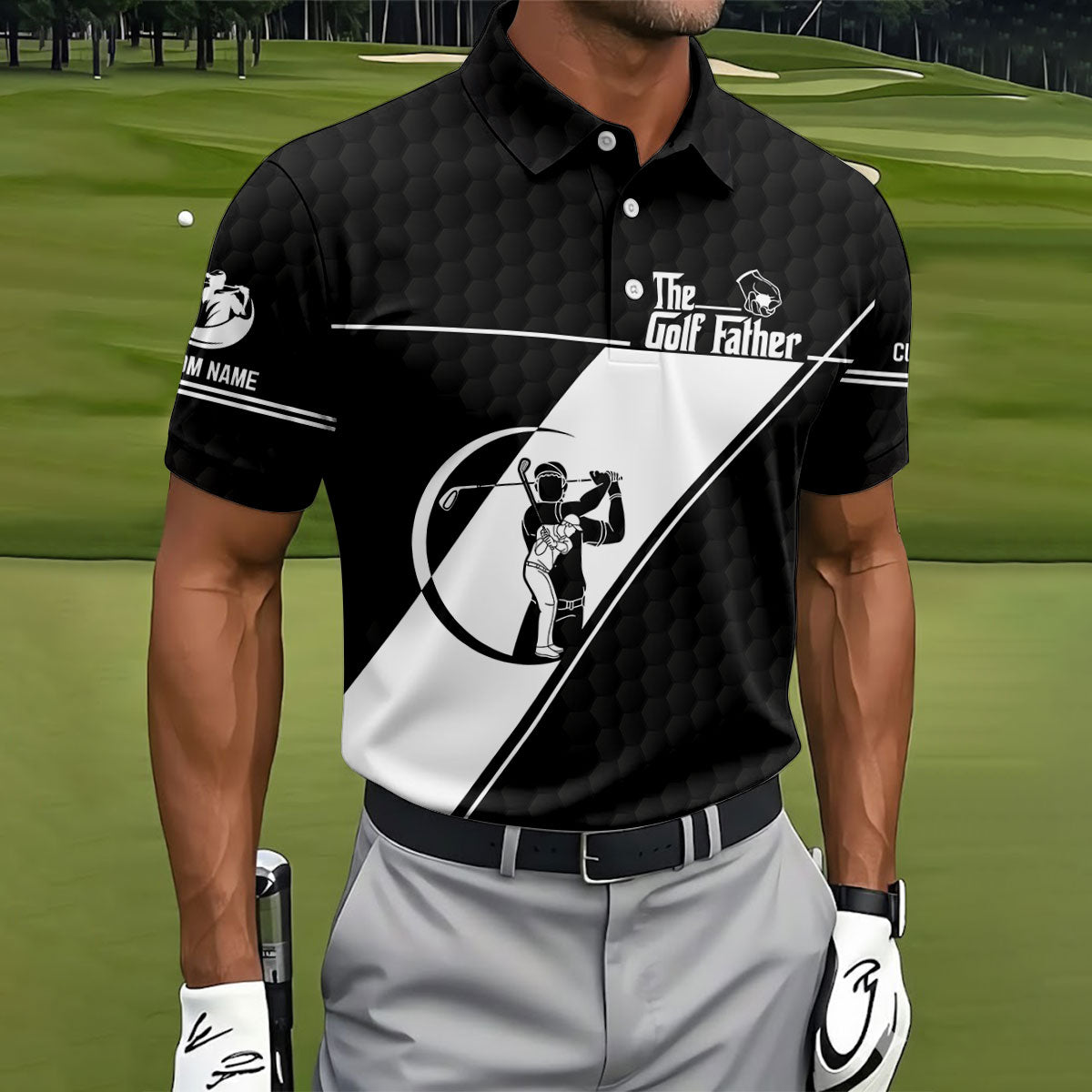 The Golf Father Golf Ball Pattern Father's Day Golf Shirt, Golf Gift For Dad, Polo ShirtFor Men