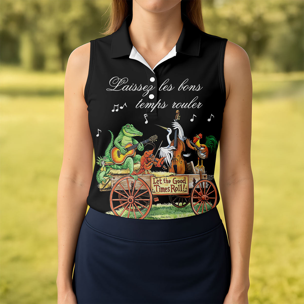 Let The Good Times Roll Animals Band Mardi Gras Celebrations Women's Golf Tops, Ladies Golf Polos