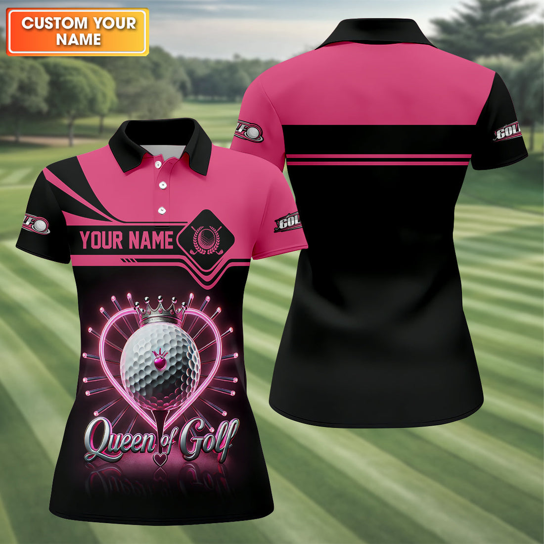 Queen Of Golf Custom Funny Womens Golf Polo ShirtLadies Golf Shirt, Mothers Day Gifts
