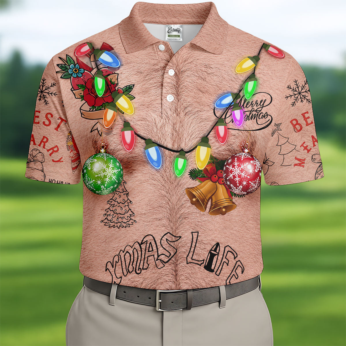 Funny Xmas Life Christmas Lights Body Golf Shirt, Ugly Christmas Shirt, Christmas Golf Shirt