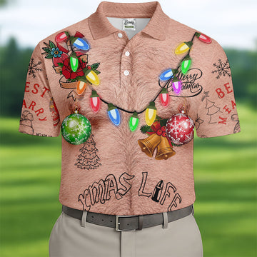 Funny Xmas Life Christmas Lights Body Golf Shirt, Ugly Christmas Shirt, Christmas Golf Shirt