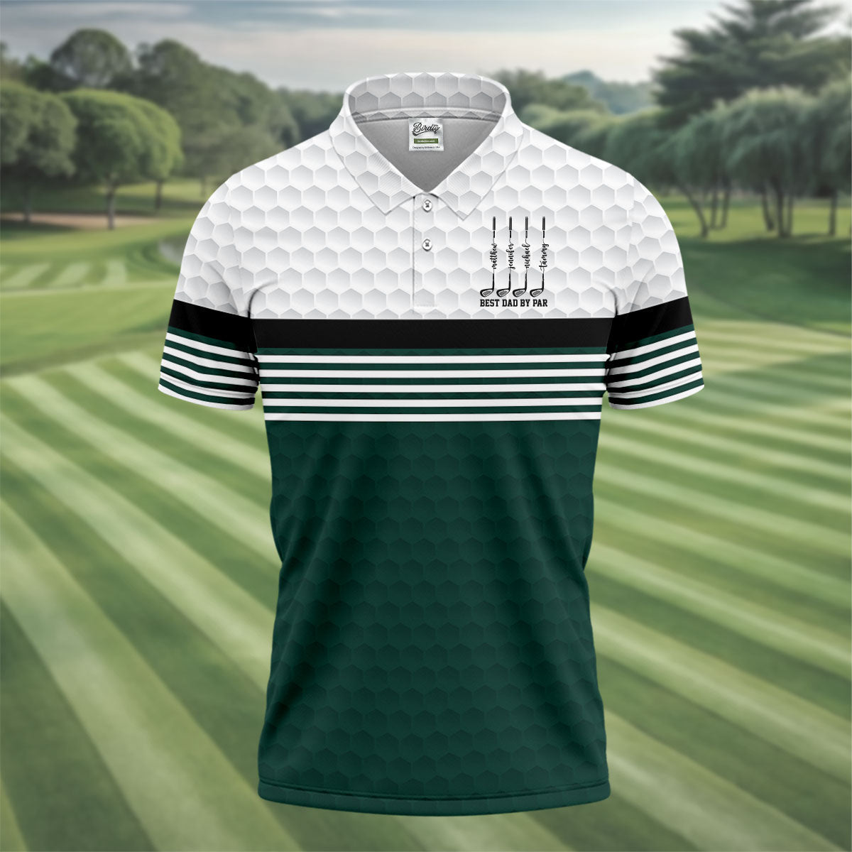 Best Dad By Par Golf Ball Pattern Father's Day Golf Shirt, Golf Gift For Dad, Polo Shirtor Men