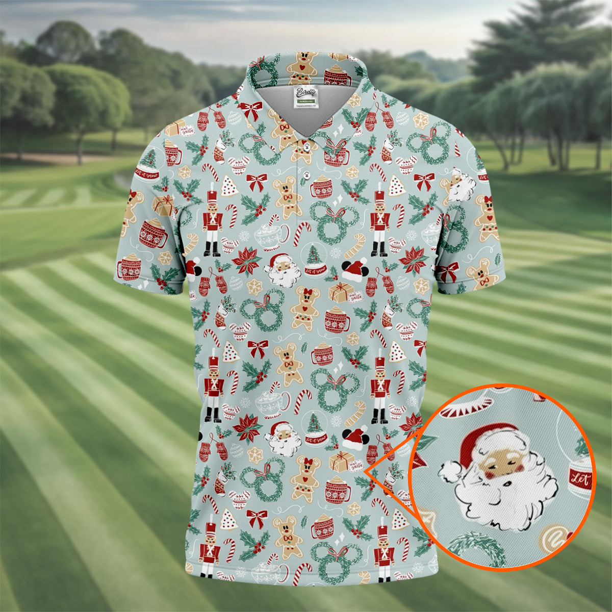 Cute Cartoon Christmas Sweets Golf Tops For Men, Christmas Golf Shirt, Polo ShirtFor Men, Golf Gift For Men