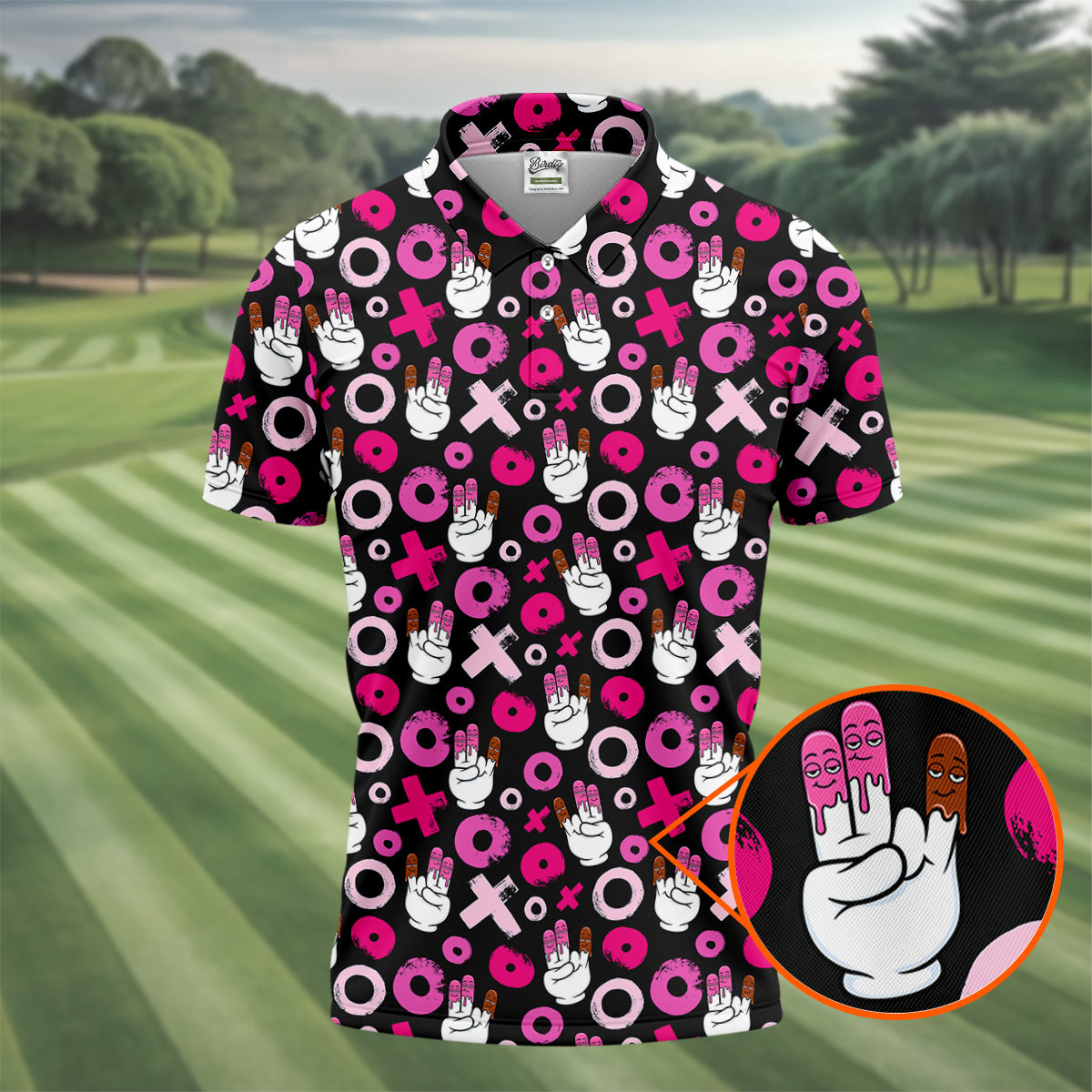 Chocolate Fingers Adult Humor XOXO Fun Golf Shirts For Men, Valentines Golf Gift, Polo ShirtFor Men