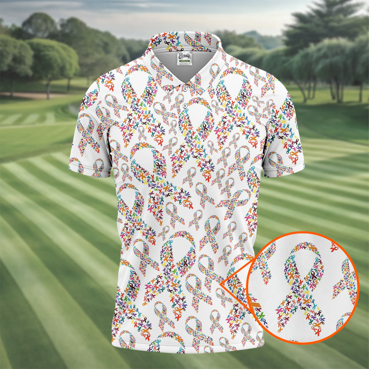 Cancer Awareness Men's Golf Shirt, Cancer Survivor Shirt, Golf Polo Shirt Golf Gift For Men