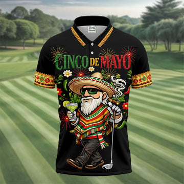 Margarita Man Cinco De Mayo Celebration Black Golf Shirt, Fiesta Theme Golf Shirts For Men