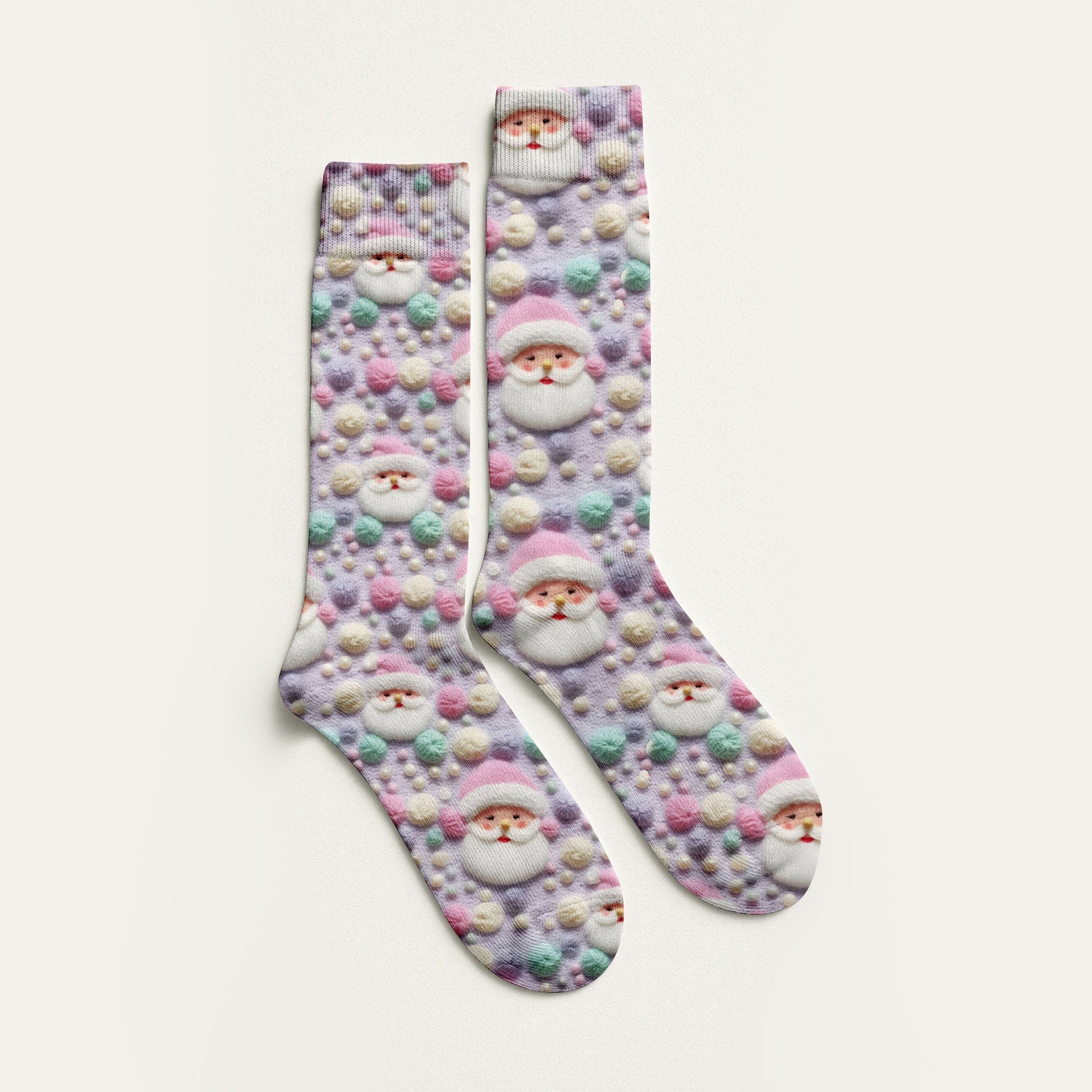 Knit Santa Pastel Pattern Golf Sock, Funny Golf Socks, Christmas Golf Gift, Golf Accessory