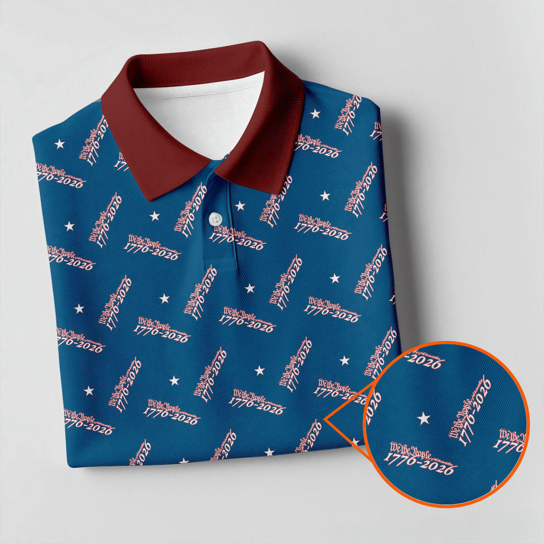 We The People 1776-2026 Navy Golf Shirt, 250th Anniversary Patriotic Golf Shirt, Golf Shirts For Men, Polo For Men