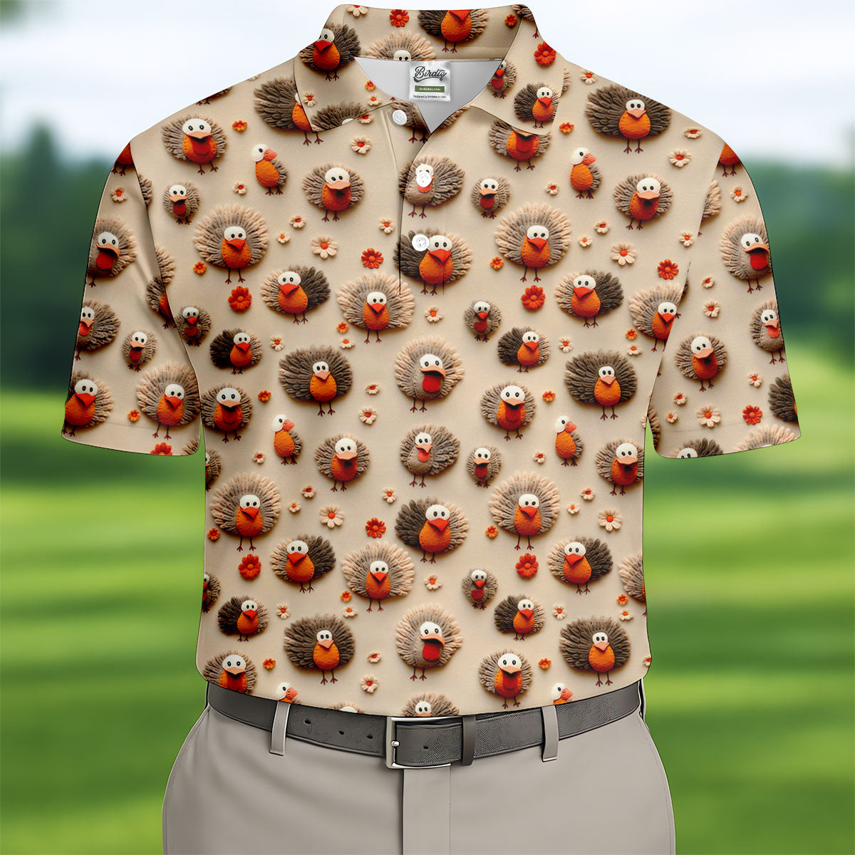 Little Turkey Thanksgiving Golf Tops For Men, Fun Golf Shirts For Men, Polo ShirtFor Men, Golf Gift For Men