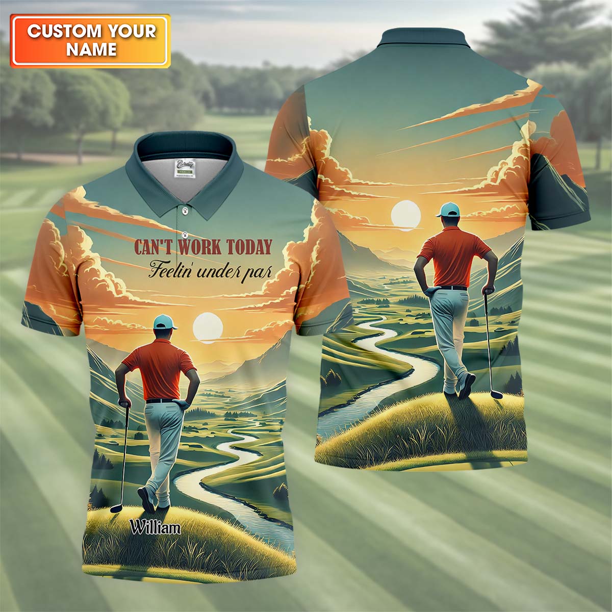 Can't Work Today Feelin' Under Par Custom Funny Golf Polo ShirtDad Golf Gifts