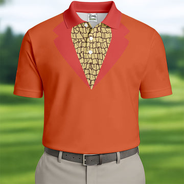 Orange Blue Tuxedo Men's Funny Golf Shirts, Father's Day Golf Shirt, Golf Gift For Dad