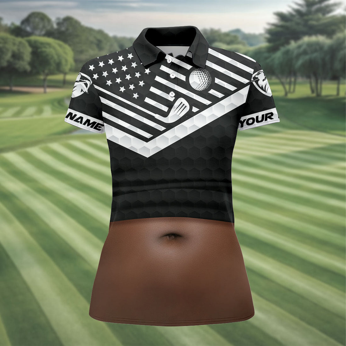 Personalized Dark Skin Beer Belly Golf Polo Shirt, Womens Golf Tops, Ladies Golf Shirt