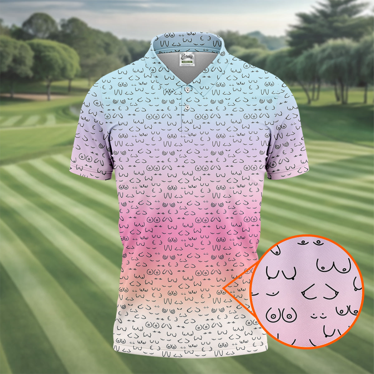Funny Adult Humor Ombre Golf Shirt, Fun Men's Golf Polos, Polo ShirtFor Men, Golf Gift For Him