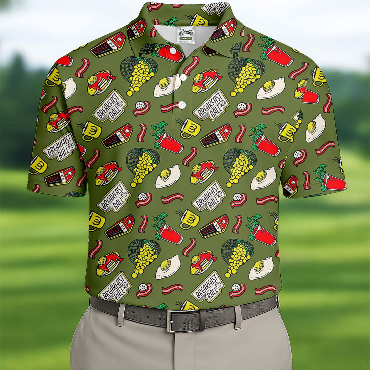 Breakfast Balls Golf Tops For Men, Men's Funny Golf Shirts, Golf Shirts For Men, Polo Shirtor Men