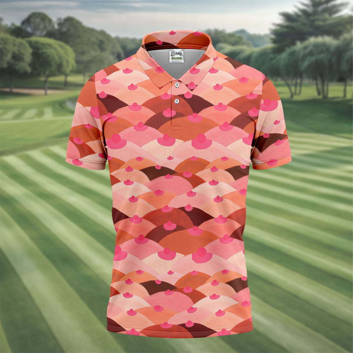 Funny Pink Abstract Body Print Golf Shirt, Men's Golf Shirt, Golf Shirts For Men, Polo Shirts For Men