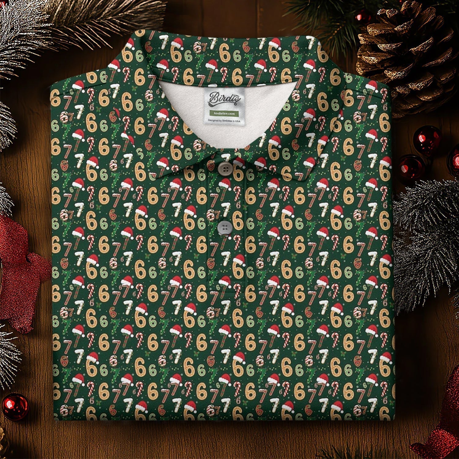 Six Seven Funny Christmas Green Golf Tops For Women, Christmas Golf Shirt, Women Golf Apparel