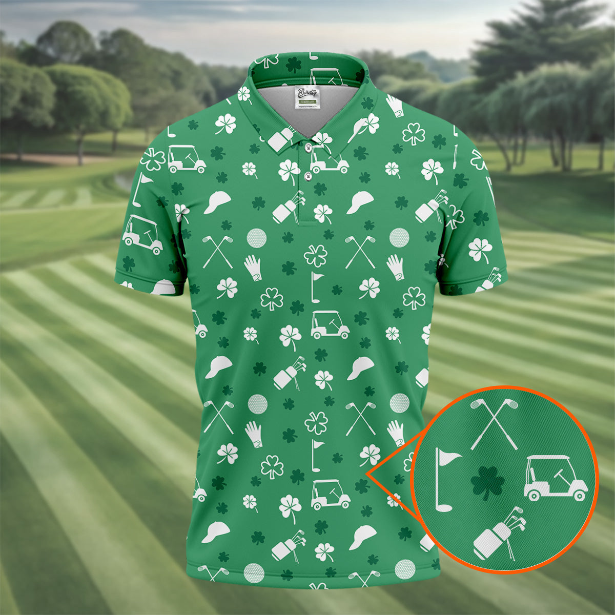 Golf Items Seamless Pattern St. Patrick’s Day Shamrock Golf Shirt, Polo ShirtFor Men, Golf Shirts For Men