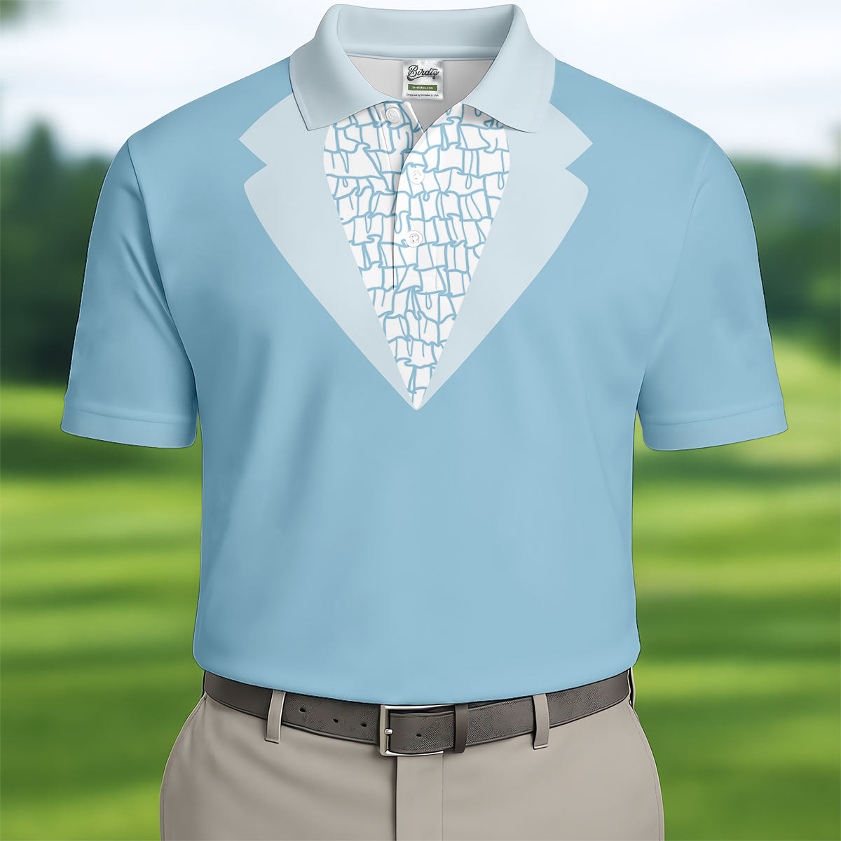 Light Blue Tuxedo Men's Funny Golf Shirts, Father's Day Golf Shirt, Golf Gift For Dad