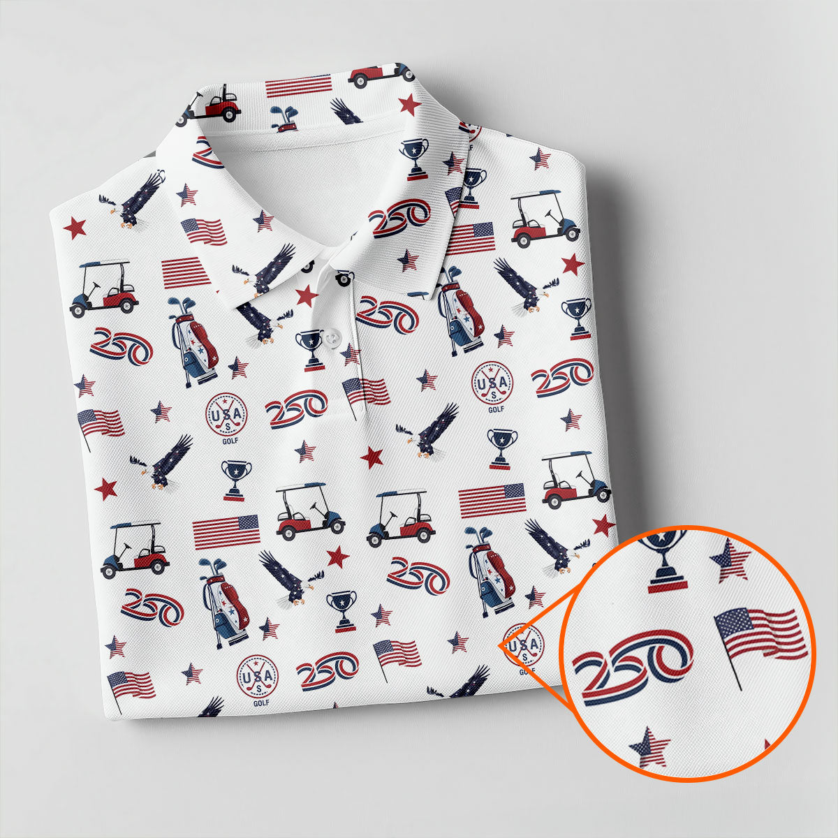 250 Years Golf Pattern Patriotic Golf Shirt, Ladies Golf Tops, 4th Of July Golf Shirt For Women
