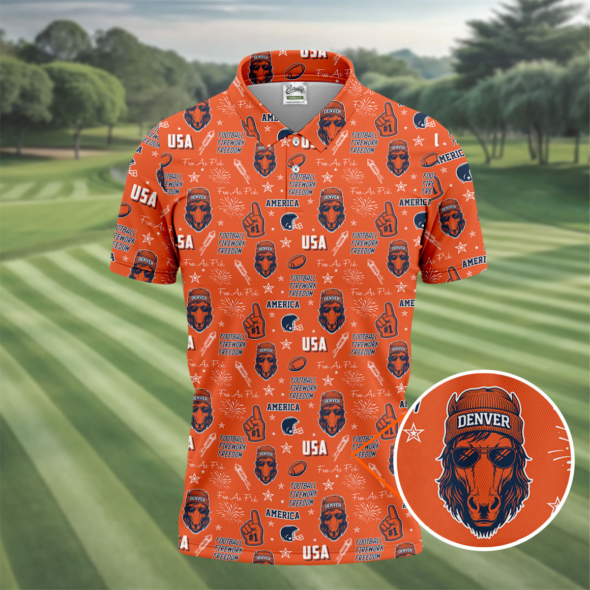 White Horse's Head Orange And Navy Sport Polo, American Football League Gift Ideas For Football Fans