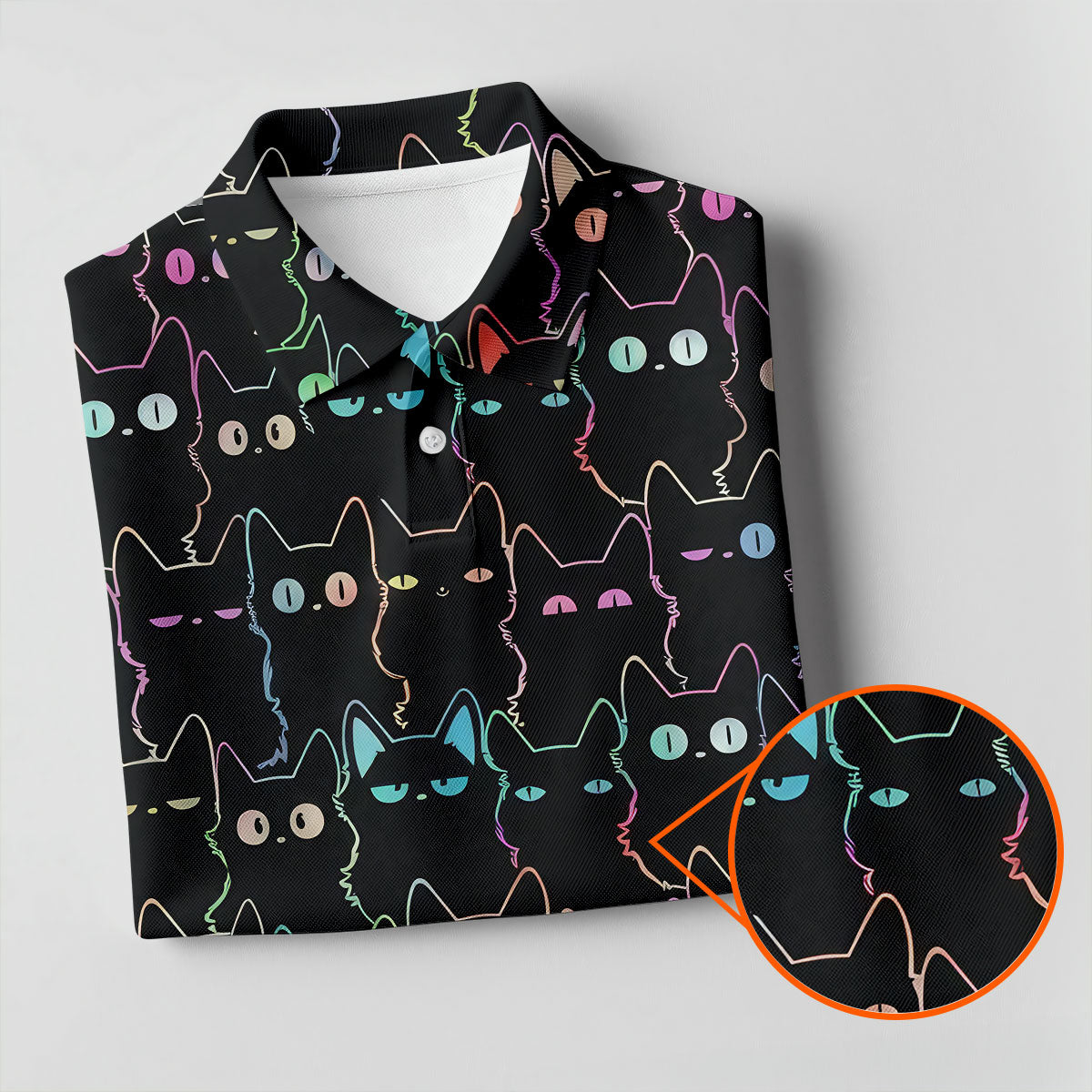 Neon Cat Funny Golf Shirt, Cute Golf Outfit, Polo ShirtFor Men, Golf Shirts For Men, Golf Gift For Men