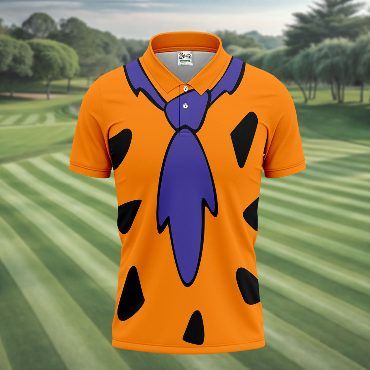 Fred Flintstone Costume Orange Design Hawaiian Golf Shirt, Golf Shirts For Men, Polo Shirts For Men
