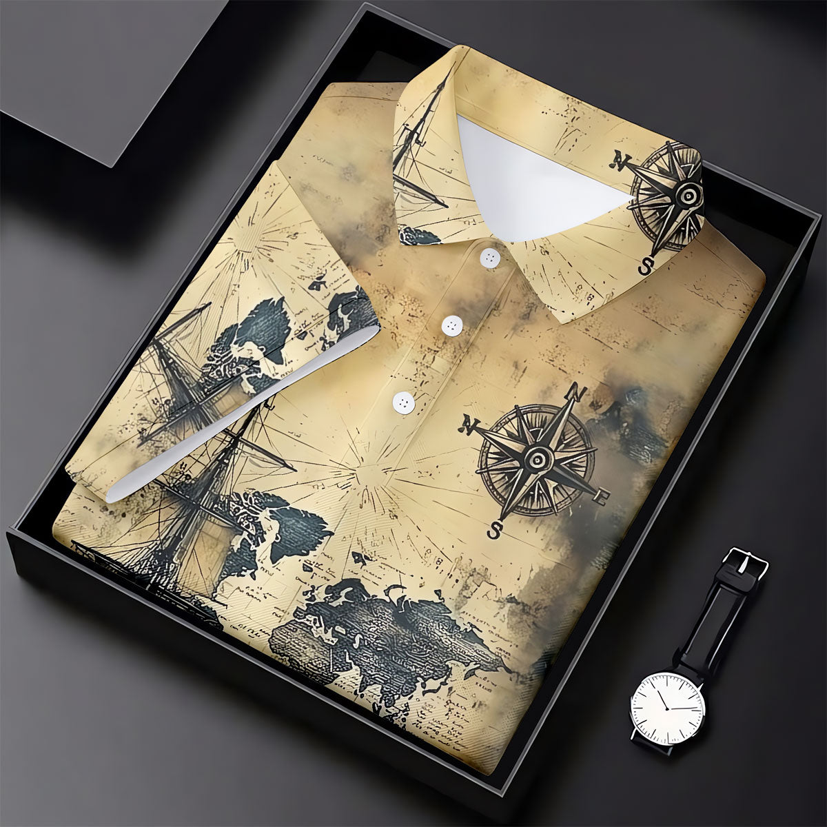 Vintage Ship Map Compass Ocean Golf Shirt, Golf Tops For Women, Women’s Golf Apparel