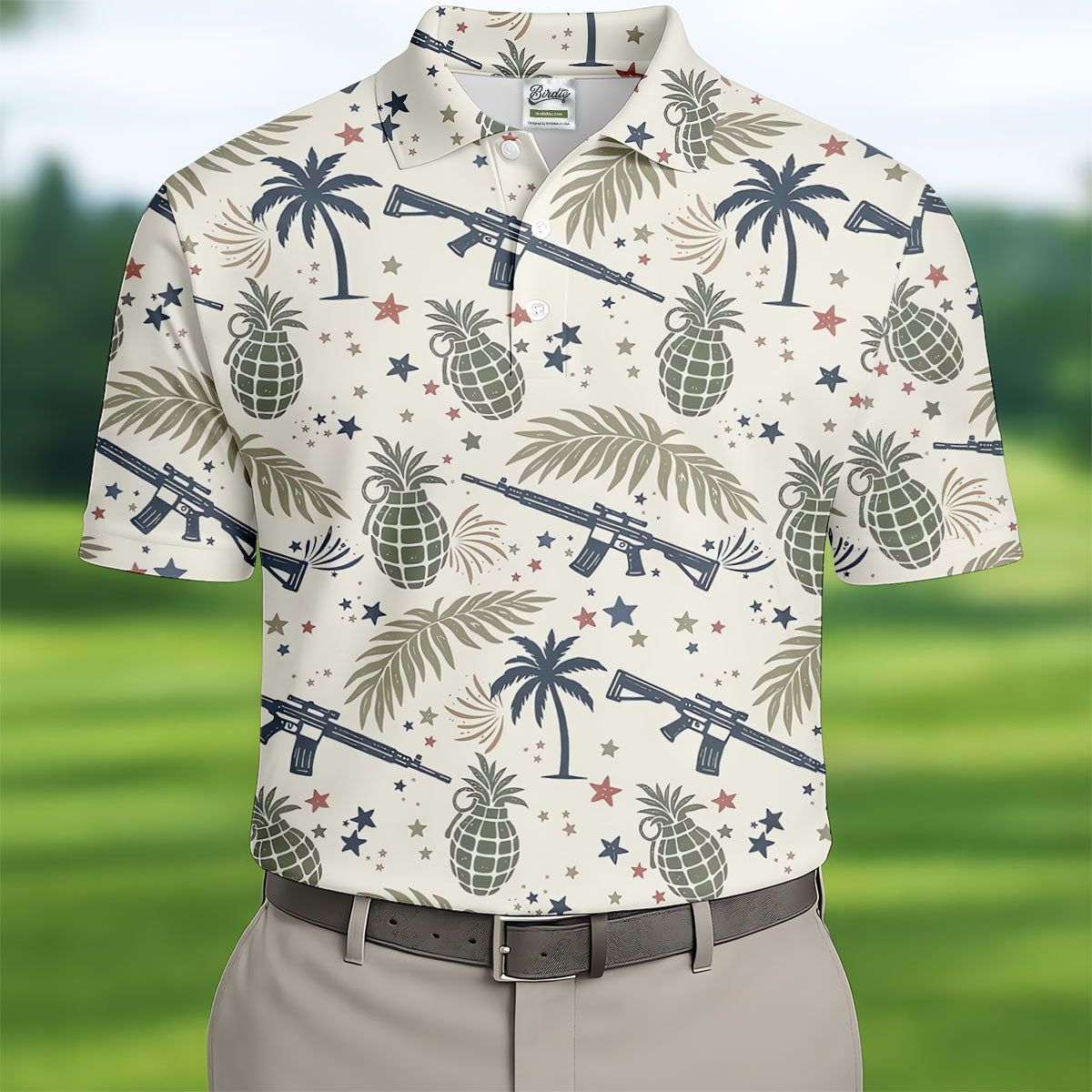 Pineapple Grenade 250 Years Tropical Theme Retro Golf Shirt, Patriotic 4th Of July Polo Shirtor Men