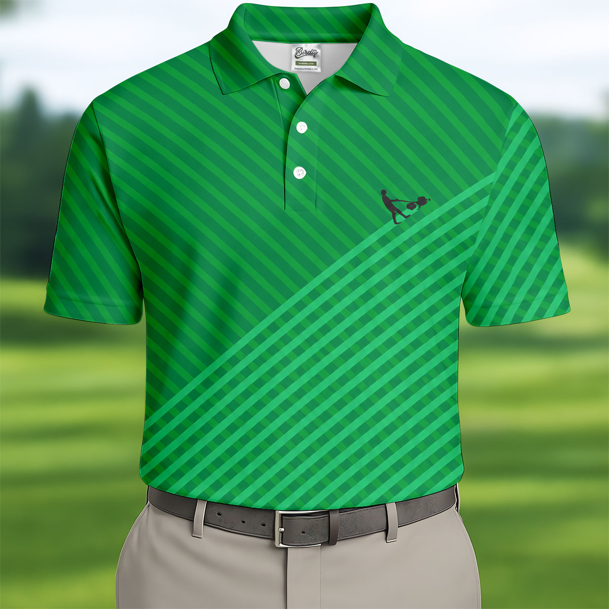 Lawn Mower Green Cross Stripe Father's Day Golf Shirt, Polo Shirt Men, Golf Gift For Dad