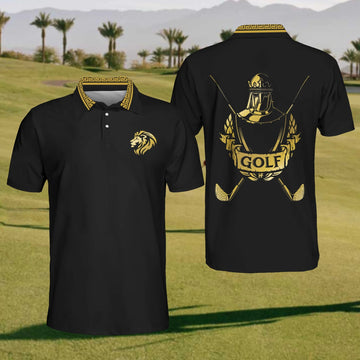 Majestic Lion Mens Golf Polo Shirtens Golf Gift, Mens Golf Shirt