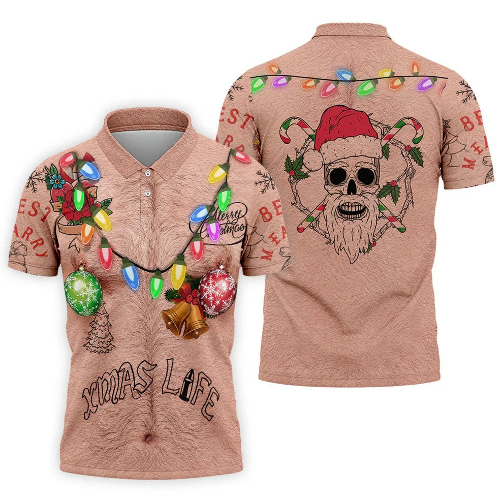 Funny Xmas Life Christmas Lights Body Golf Shirt, Ugly Christmas Shirt, Christmas Golf Shirt