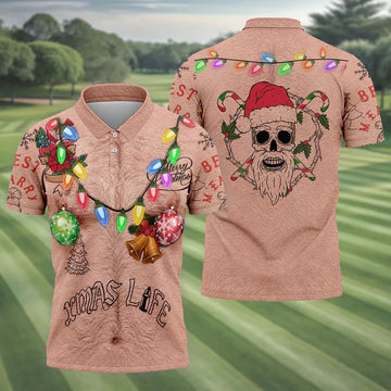 Funny Xmas Life Christmas Lights Body Golf Shirt, Ugly Christmas Shirt, Christmas Golf Shirt