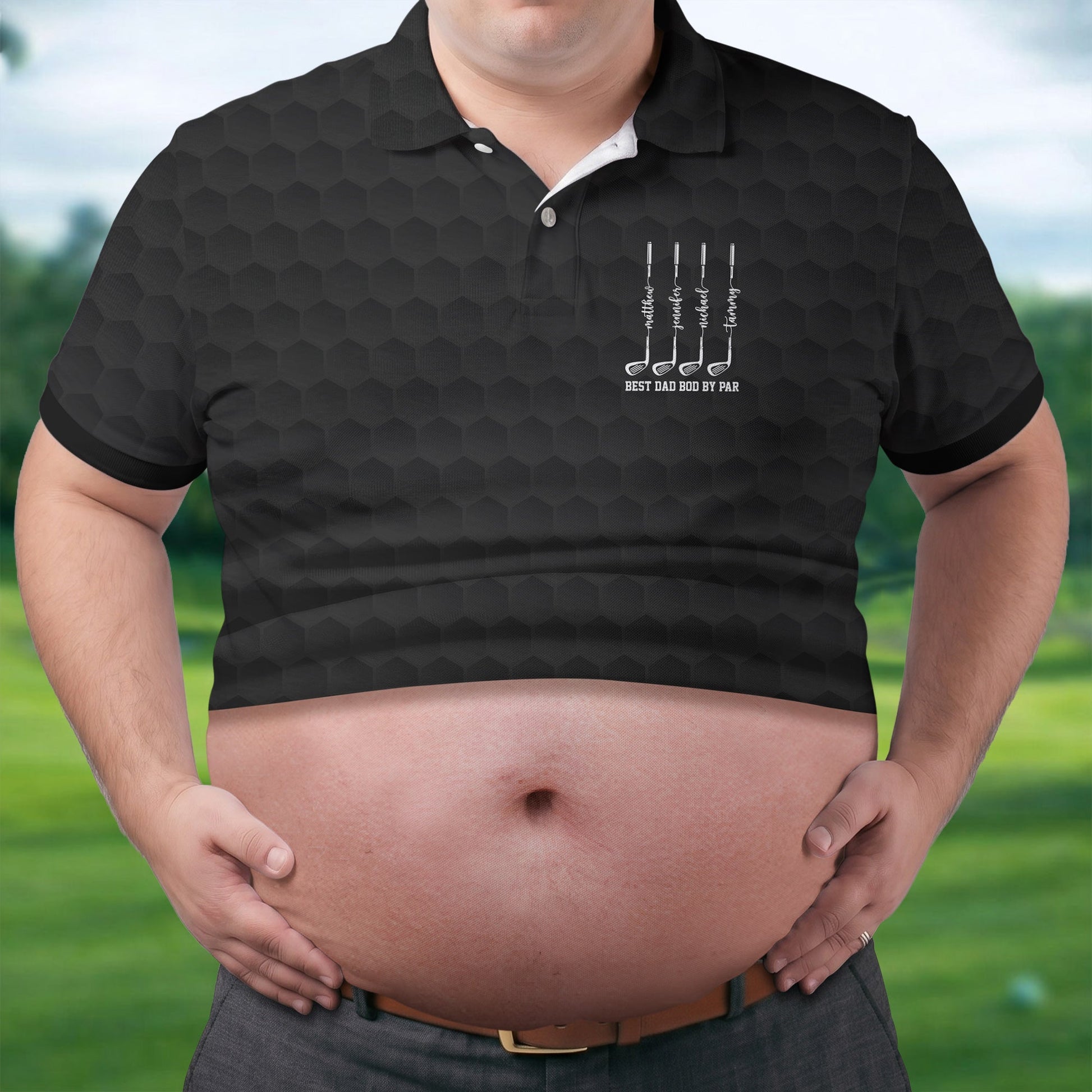Best Dad Bod By Par Black Men's Funny Golf Polo Shirtr's Day Golf Shirt, Golf Gift For Dad