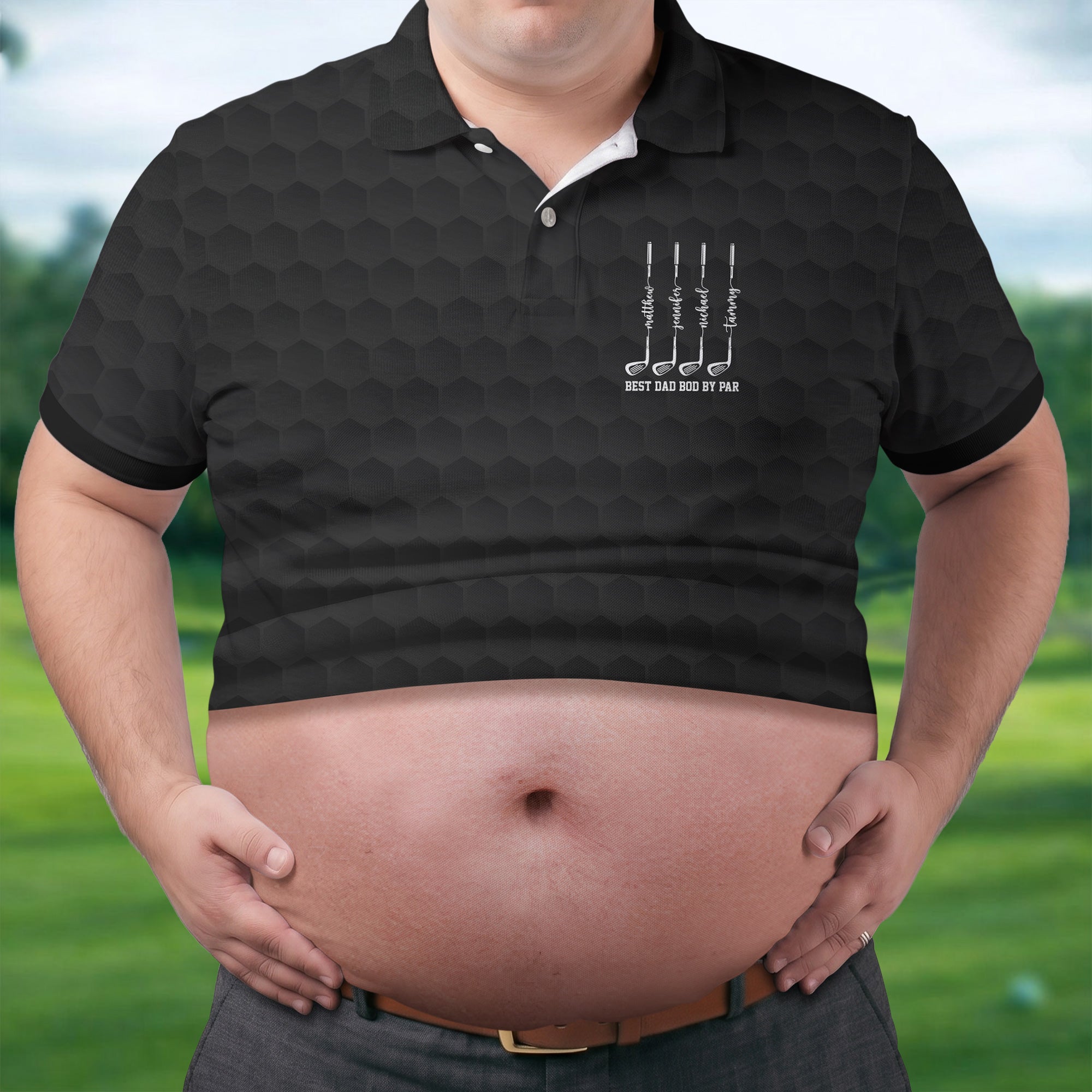 Best Dad Bod By Par Black Men's Funny Golf Polo Shirtr's Day Golf Shirt, Golf Gift For Dad