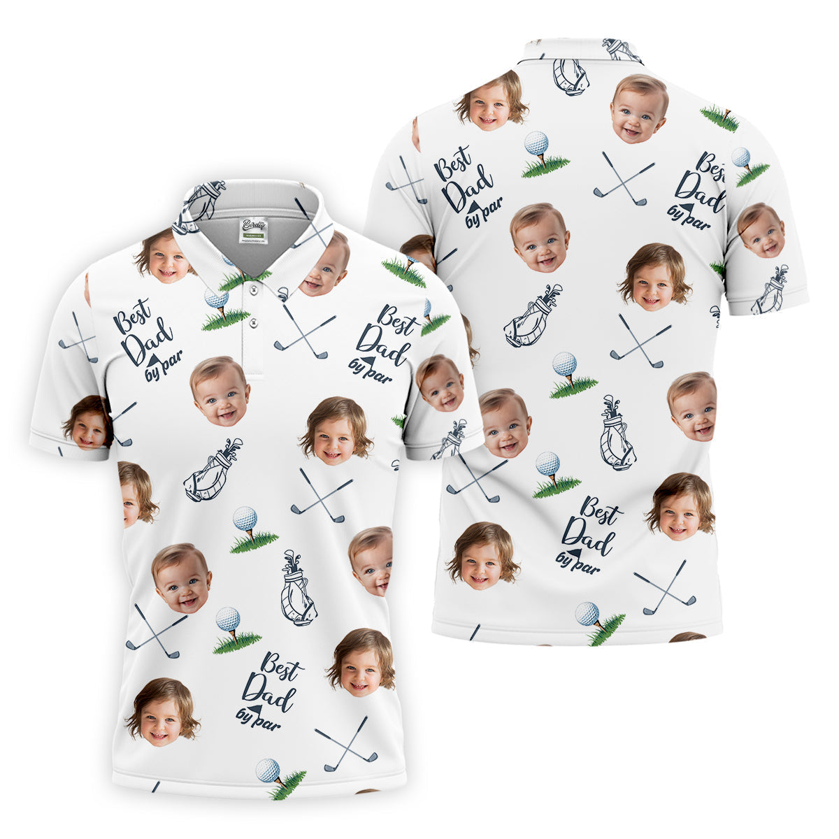 Best Dad By Par Custom Photo Golf Shirt, Funny Golf Polo ShirtChristmas Golf Gift