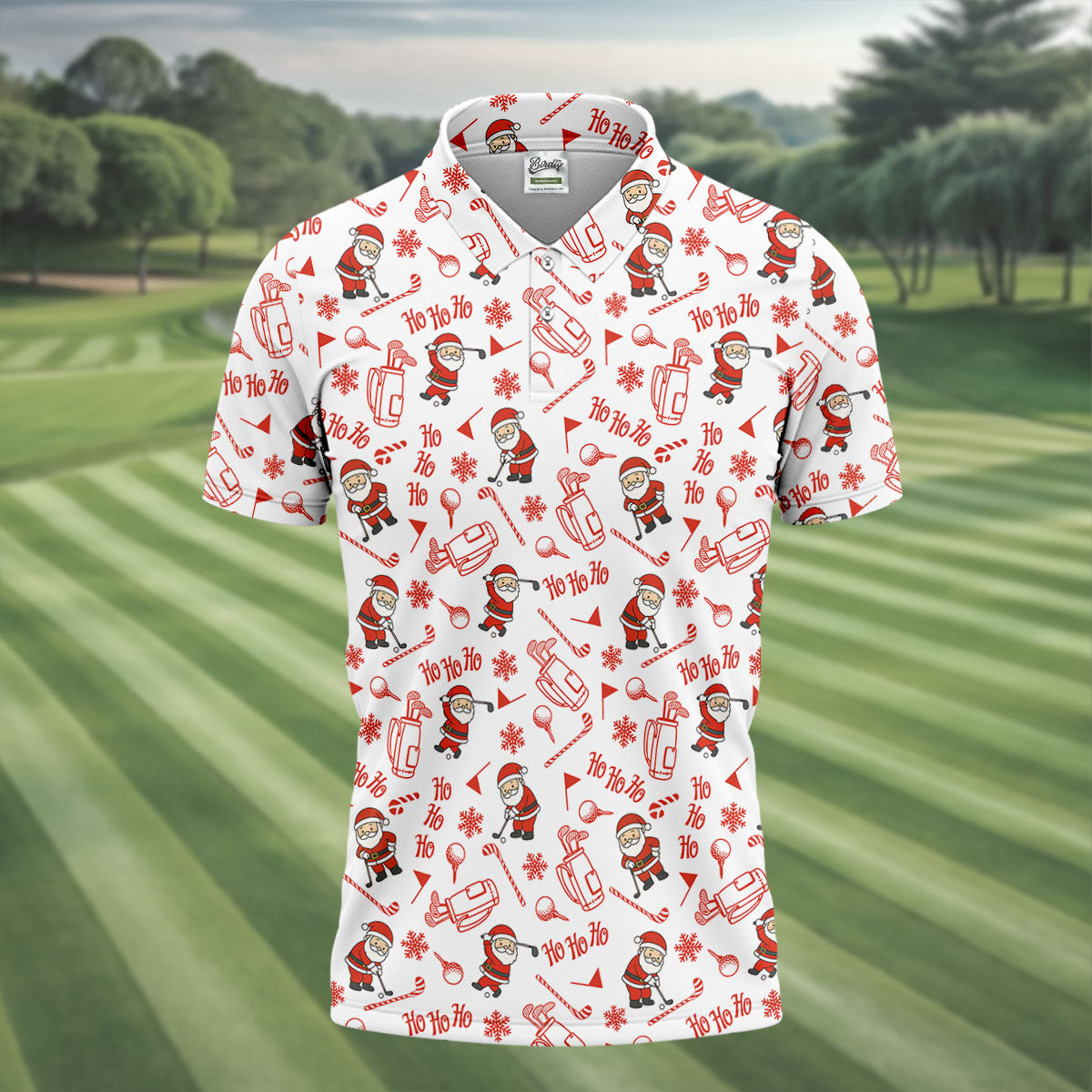 Ho Ho Ho Merry Christmas Funny Print Christmas Golf Shirt, Golf Shirts For Men, Golf Gift For Men