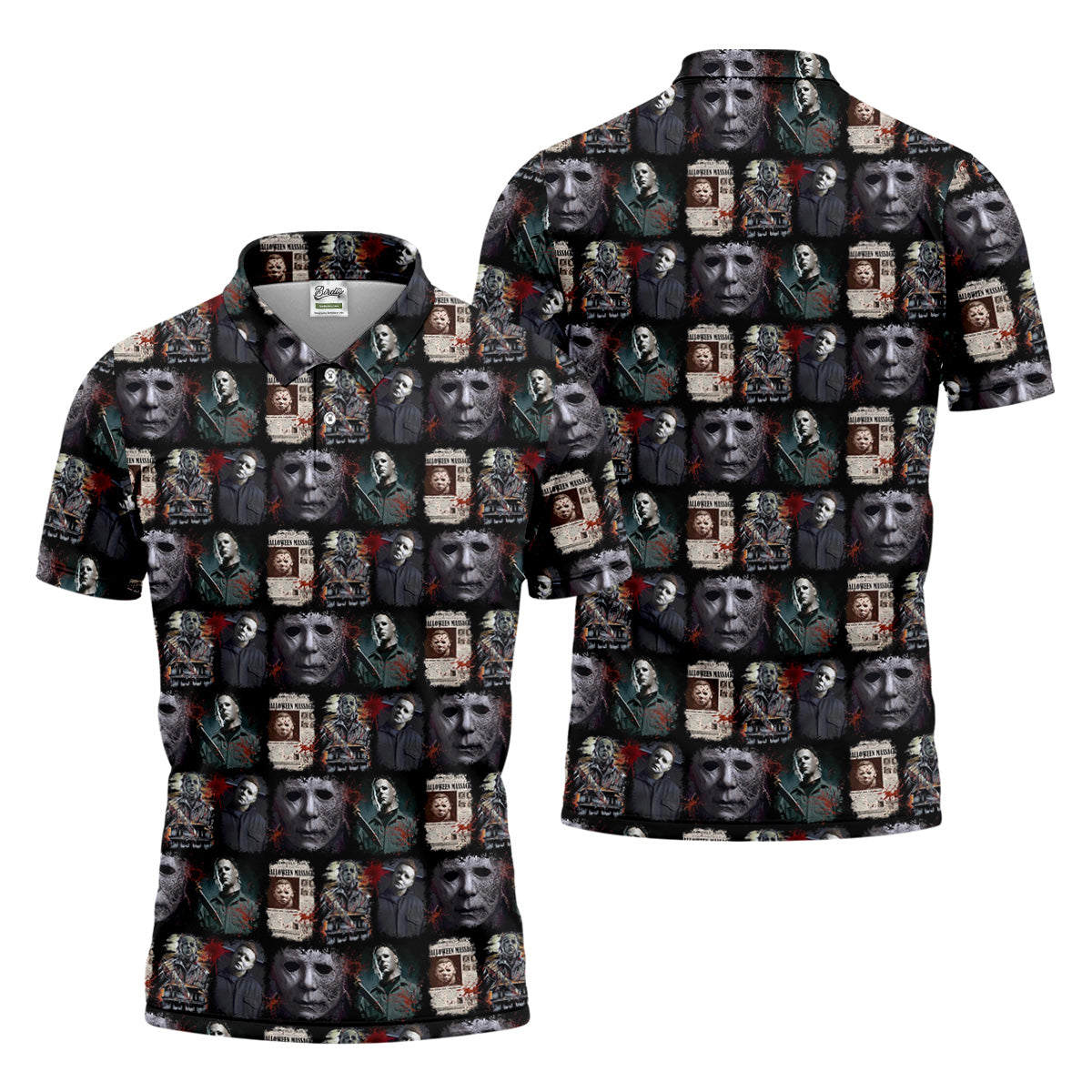 Michael Halloween Fun Men's Golf Polos, Classic Horror Characters Men Polo, Horror Movie Shirt