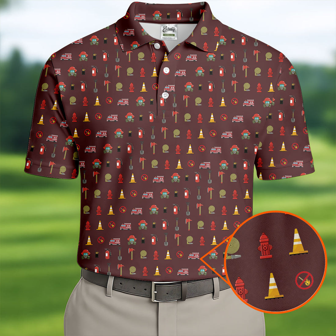 Fireman Patter Men's Funny Golf Shirts, Golf Tops For Men, Polo ShirtFor Men, Golf Shirts For Men